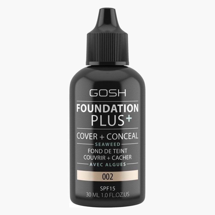 Gosh, Foundation Plus+, Cover & Conceal, Liquid Foundation, 002, SPF15, 30 ml - Teknashop Ltd