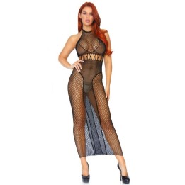 LEG AVENUE - HALTER DUAL NET BACKLESS DRESS - D-218691 - Teknashop Ltd