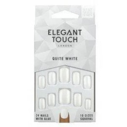 Elegant Touch Polished Colour 24 Nails With Glue Squoval Quite White - unisex - Teknashop Ltd