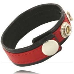 LEATHER BODY - ADJUSTABLE LEATHER STRAP FOR PENIS RED-BLACK - D-211893 - Teknashop Ltd