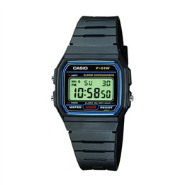 CASIO VINTAGE Mod. F-91 RESIN STRAP - BLUE FRAME - WW.F-91W-1YEG - Teknashop Ltd