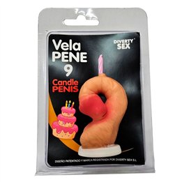 DIABLO PICANTE - PENIS CANDLE IN THE SHAPE OF THE NUMBER 9 FLESH COLOR - D-246294 - Teknashop Ltd