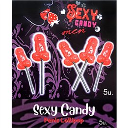 DIABLO PICANTE - BOX OF 5 CHERRY PENIS SHAPED LOLLIPOPS - D-242352 - Teknashop Ltd
