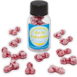 DIABLO PICANTE - JAR OF 12 STRAWBERRY/CHERRY HAPPY PENIS-SHAPED CANDIES - D-242355 - Teknashop Ltd