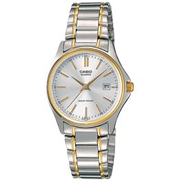 CASIO COLLECTION Mod. LADY DATE STEEL-GOLD - ARGENTÈE GOLD INDEXES - WW.LTP-1183G-7ADF - Teknashop Ltd