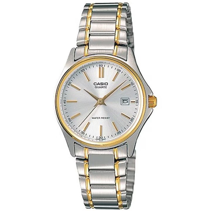 CASIO COLLECTION Mod. LADY DATE STEEL-GOLD - ARGENTÈE GOLD INDEXES - WW.LTP-1183G-7ADF - Teknashop Ltd