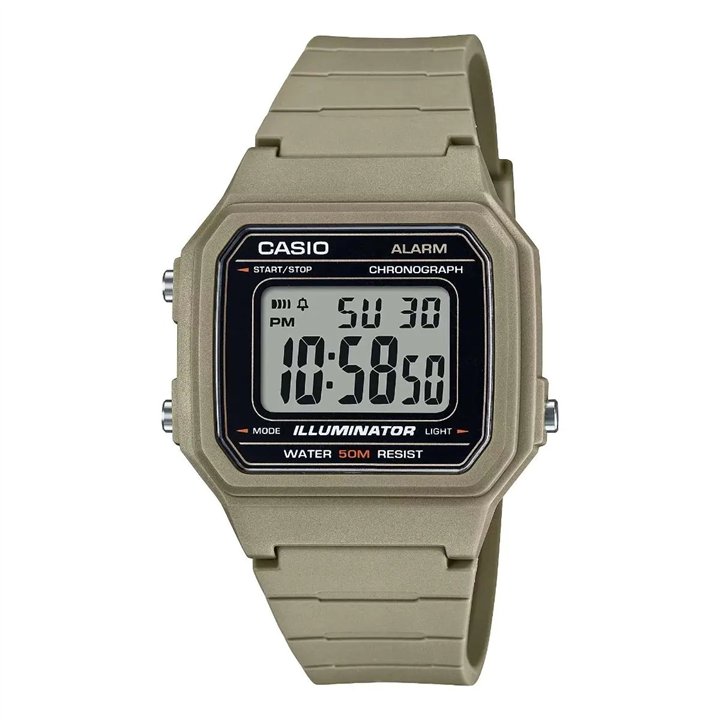 CASIO TIMELESS COLLECTION Mod. SPORT ILLUMINATOR WR 50M, ALARM, CHRONOGRAPH - SAND - WW.W-217H-5AVDF - Teknashop Ltd