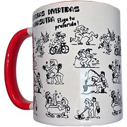 DIABLO PICANTE - WHITE KAMASUTRA POSITIONS MUG WITH RED HANDLE 370 ML - D-244773 - Teknashop Ltd