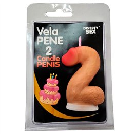 DIABLO PICANTE - PENIS CANDLE IN THE SHAPE OF THE NUMBER 2 FLESH COLOR - D-246287 - Teknashop Ltd
