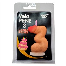 DIABLO PICANTE - PENIS CANDLE IN THE SHAPE OF THE NUMBER 3 FLESH COLOR - D-246288 - Teknashop Ltd