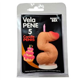 DIABLO PICANTE - PENIS CANDLE IN THE SHAPE OF THE NUMBER 5 FLESH COLOR - D-246290 - Teknashop Ltd