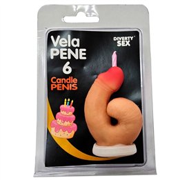 DIABLO PICANTE - PENIS CANDLE IN THE SHAPE OF THE NUMBER 6 FLESH COLOR - D-246291 - Teknashop Ltd