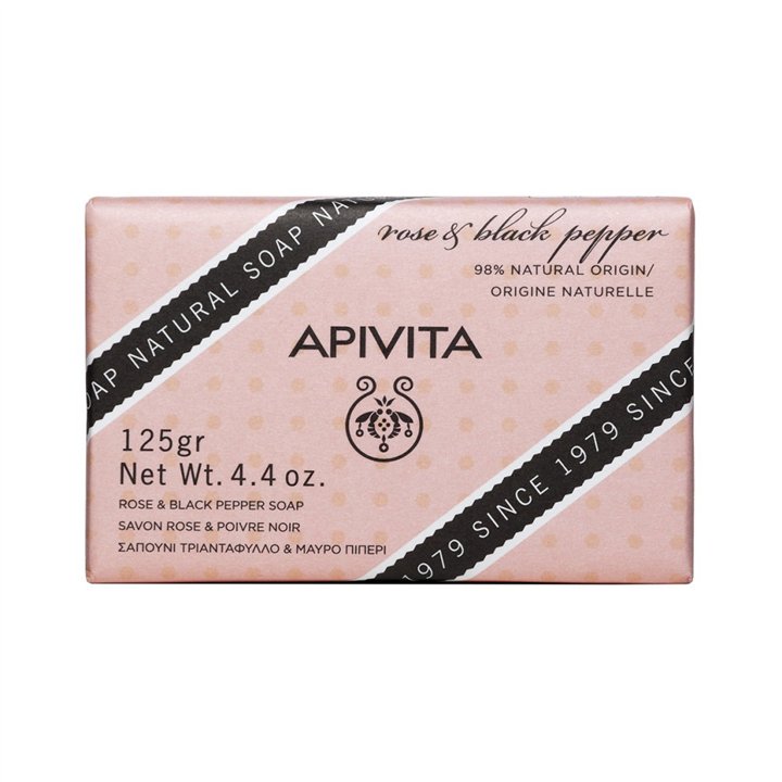 Apivita, Natural Rose, Scented Soap Bar, 125 g - Teknashop Ltd