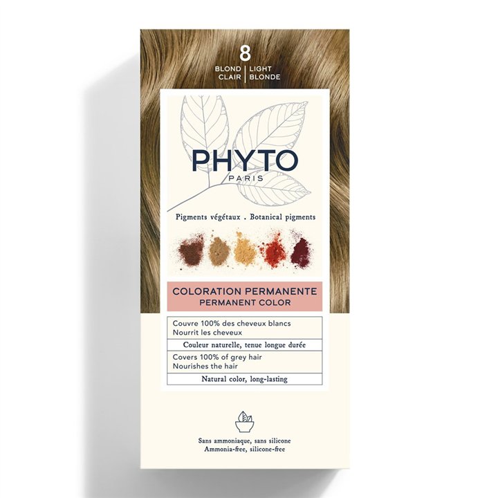 Phyto, Color, Permanent Hair Dye, 8 Light Blonde, 50 ml - Teknashop Ltd