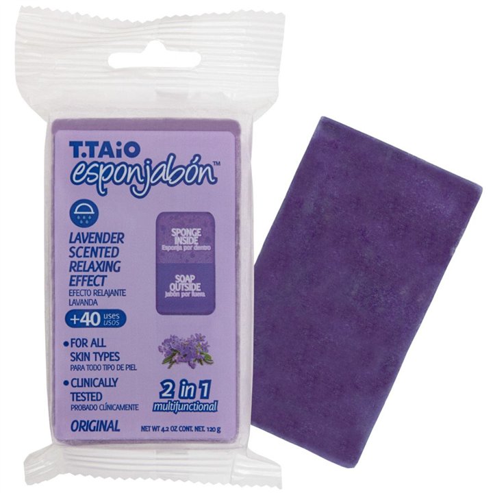 Esponjabon, Esponjabon, Lavender, Relaxing, Soap & Sponge 2-In-1, For Face, 120 g - Teknashop Ltd