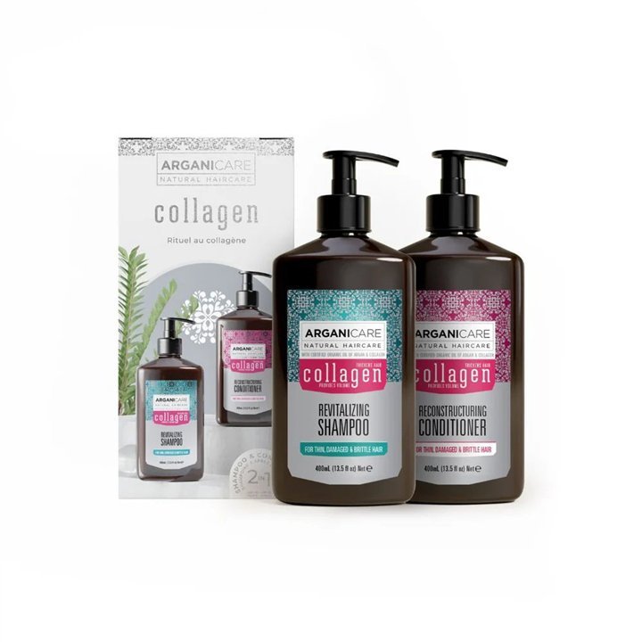 Set Arganicare: Collagen, Hair Shampoo, Revitalizing, 400 ml + Collagen, Hair Conditioner, Strengthening & Repairing, 400 ml - T