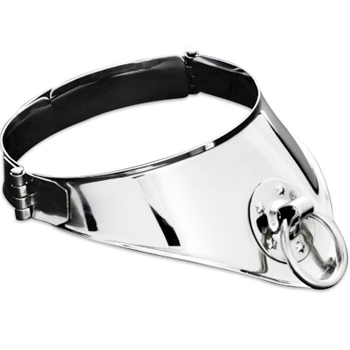 METAL HARD - RESTRAINT COLLAR WITH RING AND PADLOCK 12.5 CM - D-219433 - Teknashop Ltd