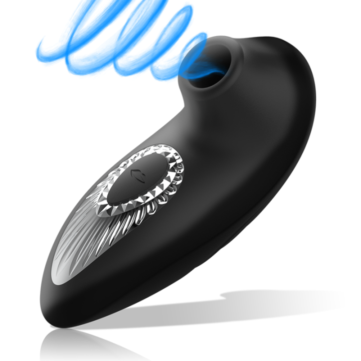 BLACK&SILVER - DRAKE DELUXE SUCKING VIBE RECHARGEABLE SILICONE BLACK - D-234391