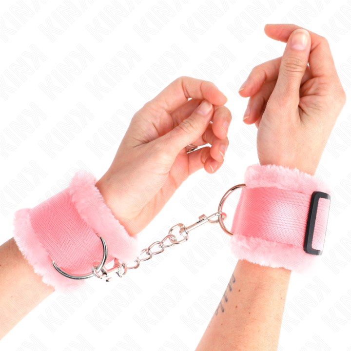 KINK - FURRY LINED WRIST RESTRAINTS PINK ADJUSTABLE 17-31 CM X 7 CM - D-241098