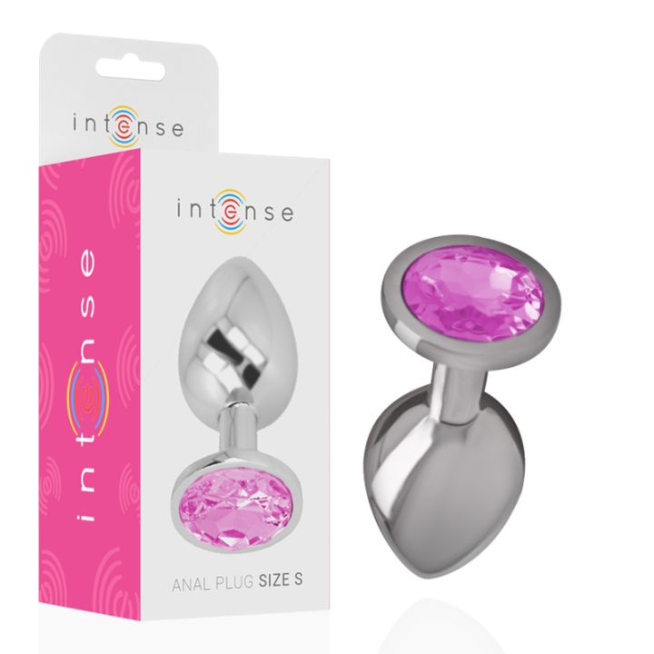 INTENSE - ALUMINUM METAL ANAL PLUG WITH PINK CRYSTAL SIZE S - D-234380