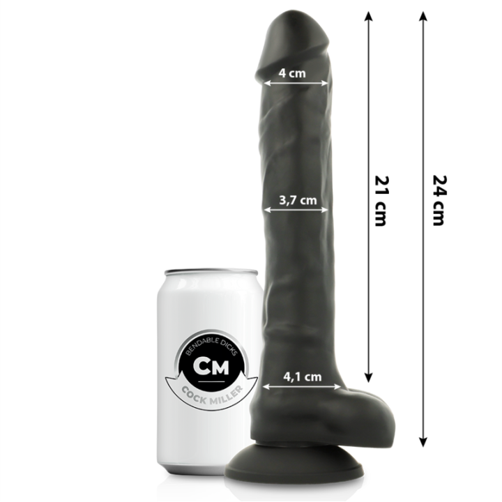 COCK MILLER - SILICONE DENSITY COCKSIL ARTICULABLE BLACK 24 CM - D-224957