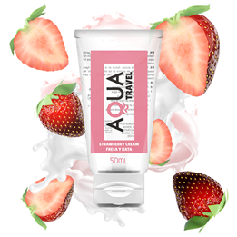AQUA TRAVEL - STRAWBERRY CREAM FLAVOUR WATERBASED LUBRICANT - 50 ML - D-230595 - Teknashop Ltd
