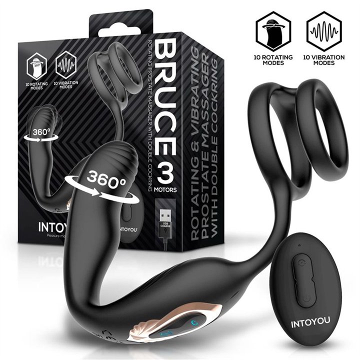 Bruce Prostate Massager 360º with Double Cockring with Vibration - U-077 - Teknashop Ltd