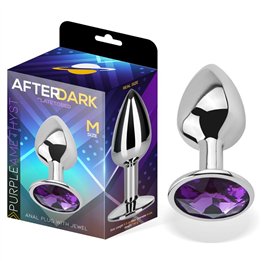 Butt Plug with Jewel Purple Amethyst Size M Aluminium - AD-290