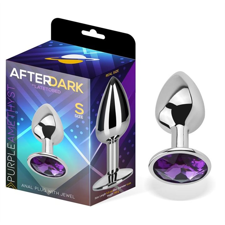 Purple Amethyst Butt Plug with Jewel Size S Aluminium - AD-291 - Teknashop Ltd