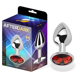 Butt Plug with Jewel Red Rubby Size M Aluminium - AD-293