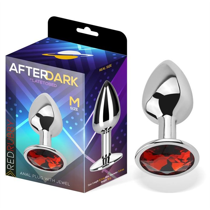 Butt Plug with Jewel Red Rubby Size M Aluminium - AD-293 - Teknashop Ltd