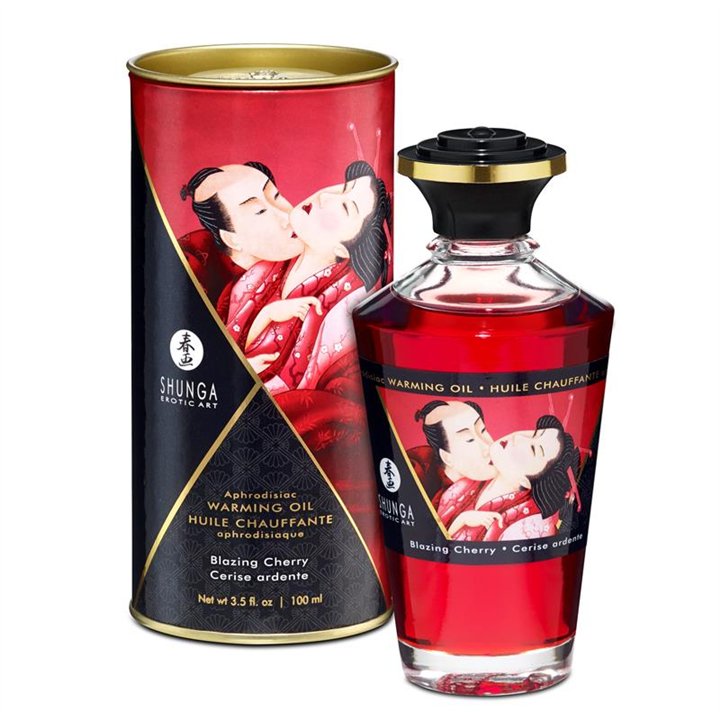 Shunga Warming Massage Oil Blazing Cherry Aroma - S9022002 - Teknashop Ltd