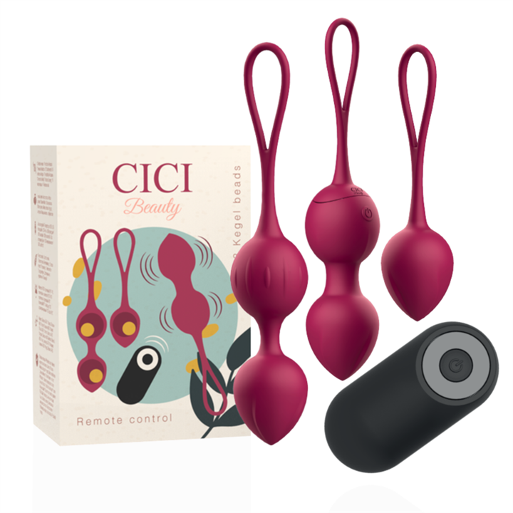 CICI BEAUTY - PREMIUM SILICONE 3 VIBRATING KEGEL BEADS REMOTE CONTROL - D-232468