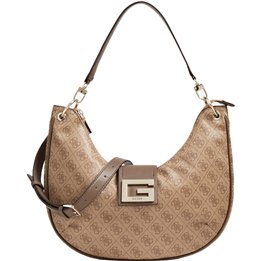 Guess, Brightside, Polyurethane, Textile Bag, Hobo Latte, For Women