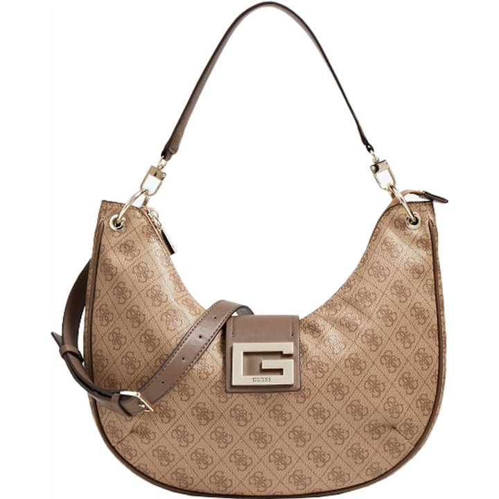 Guess, Brightside, Polyurethane, Textile Bag, Hobo Latte, For Women - Teknashop Ltd