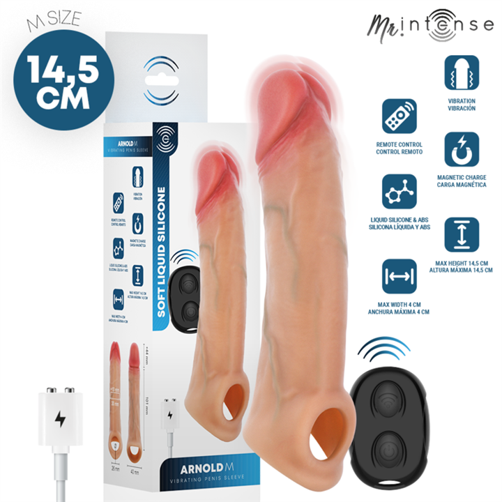 MR INTENSE - ARNOLD M VIBRATOR SILICONE PENIS SLEEVE WITH REMOTE CONTROL 14.5 CM -Ø- 4 CM - D-245170