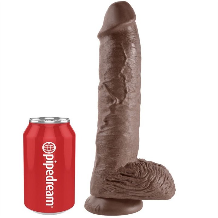 KING COCK - 10 DILDO BROWN WITH BALLS 25.4 CM - PD5509-29 - Teknashop Ltd