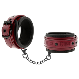FETISH SUBMISSIVE DARK ROOM - VEGAN LEATHER HANDCUFFS WITH NEOPRENE LINING - D-227423