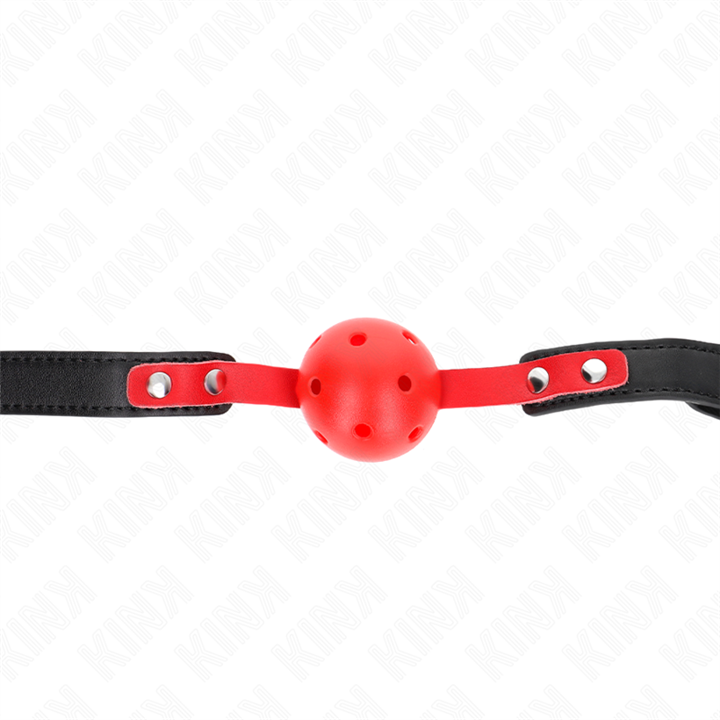 KINK - RED HOLLOW HARD BALL 4 CM GAG BLACK STRAP 60 x 2 CM ADJUSTABLE 37-52 CM - D-240857