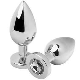 METAL HARD - ANAL PLUG DIAMOND TRANSPARENT MEDIUM 7.62CM - D-224961