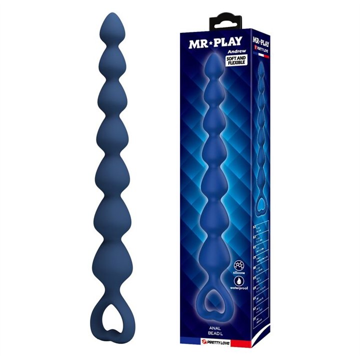 MR PLAY - BLUE SILICONE ANAL BEADS & ANAL PLUG 26.7 CM - D-246013 - Teknashop Ltd