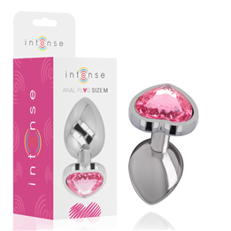 INTENSE - ALUMINUM METAL ANAL PLUG PINK HEART SIZE M - D-235740 - Teknashop Ltd