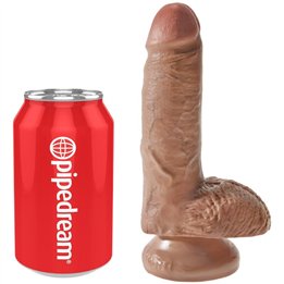 KING COCK - REALISTIC PENIS WITH BALLS 13.2 CM CARAMEL - D-236506