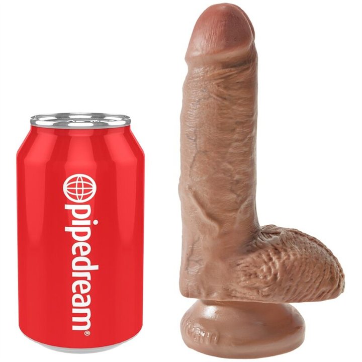 KING COCK - REALISTIC PENIS WITH BALLS 13.2 CM CARAMEL - D-236506 - Teknashop Ltd