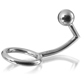 METAL HARD - COCK RING RING WITH ANAL INTRUDER HOOK 40MM - D-205382