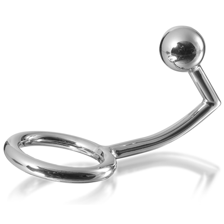 METAL HARD - COCK RING RING WITH ANAL INTRUDER HOOK 40MM - D-205382