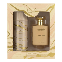 Set Paris Corner: Taskeen Caramel Cascade, Eau De Parfum, Unisex, 100 ml + Taskeen Caramel Cascade, Deodorant Spray, Unisex, 200