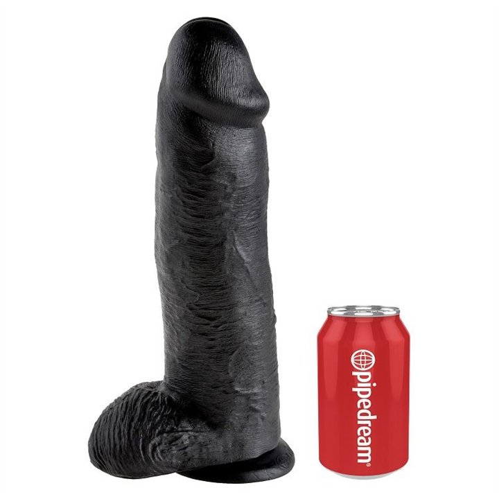 KING COCK - DILDO BLACK WITH BALLS 30.48 CM - PD5511-23 - Teknashop Ltd