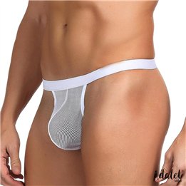 Titan Fishnet Thong One Size White - AM-362