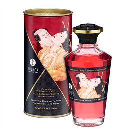 Shunga Warming Massage Oil Sparkling Wine Strawberry - S9022088